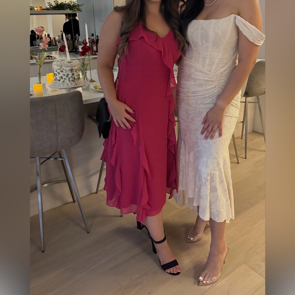Elegant Pink Ruffle Dress - Picture 2 of 4